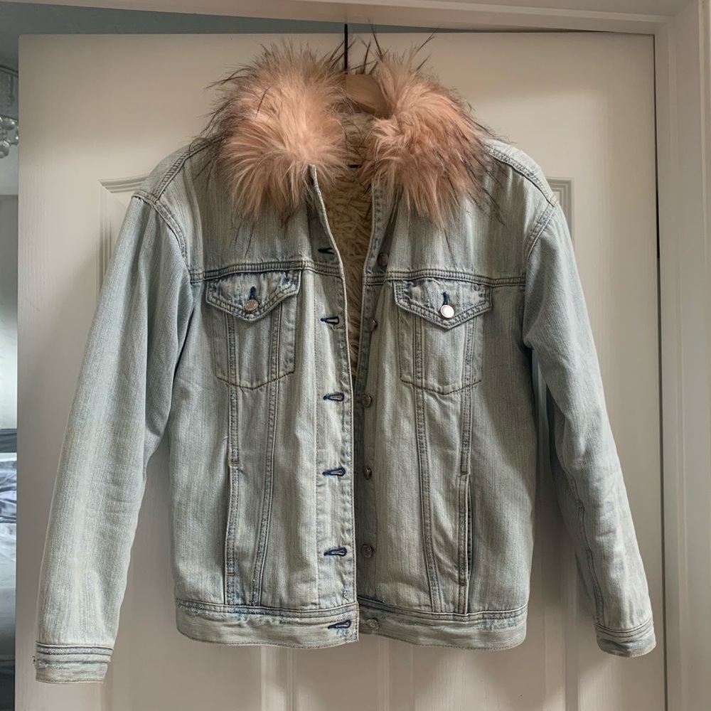 Faux Sherpa-lined Denim Jacket